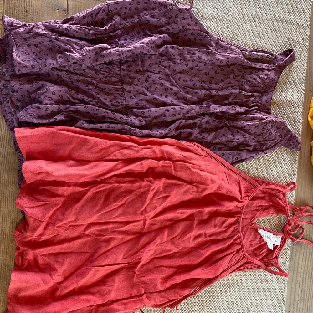Two NWOT hippie rose mock neck tank tops